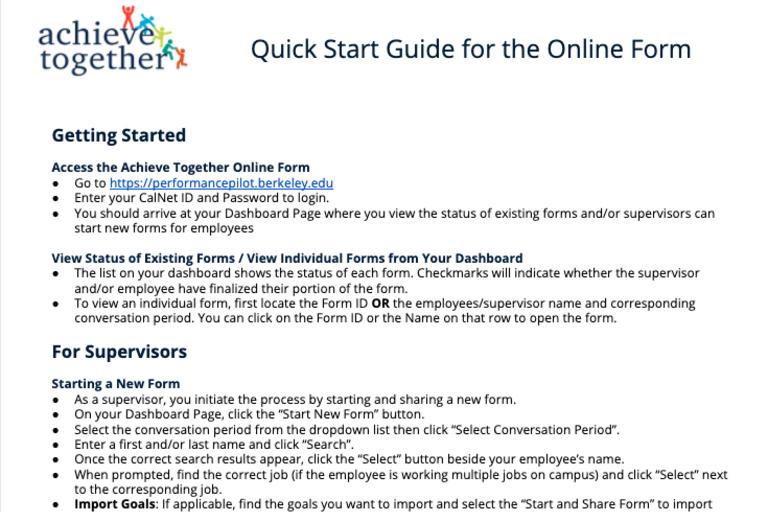 Achieve Together Quick Guide - Online Dashboard