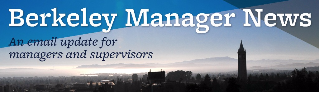  An email update for managers and supervisors" over an aerial view of campus