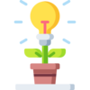 Icon of a potted plant with a light bulb growing from it