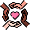 Icon of four hands surrounding a heart