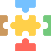 Icon of many brightly colored puzzle pieces