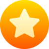 Icon of a yellow star in an orange circle
