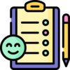 Icon of a clipboard with a smiley face