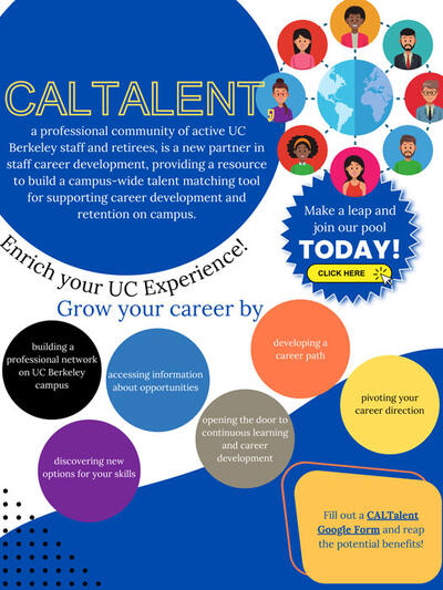 CALTalent promotional flier with clickable links